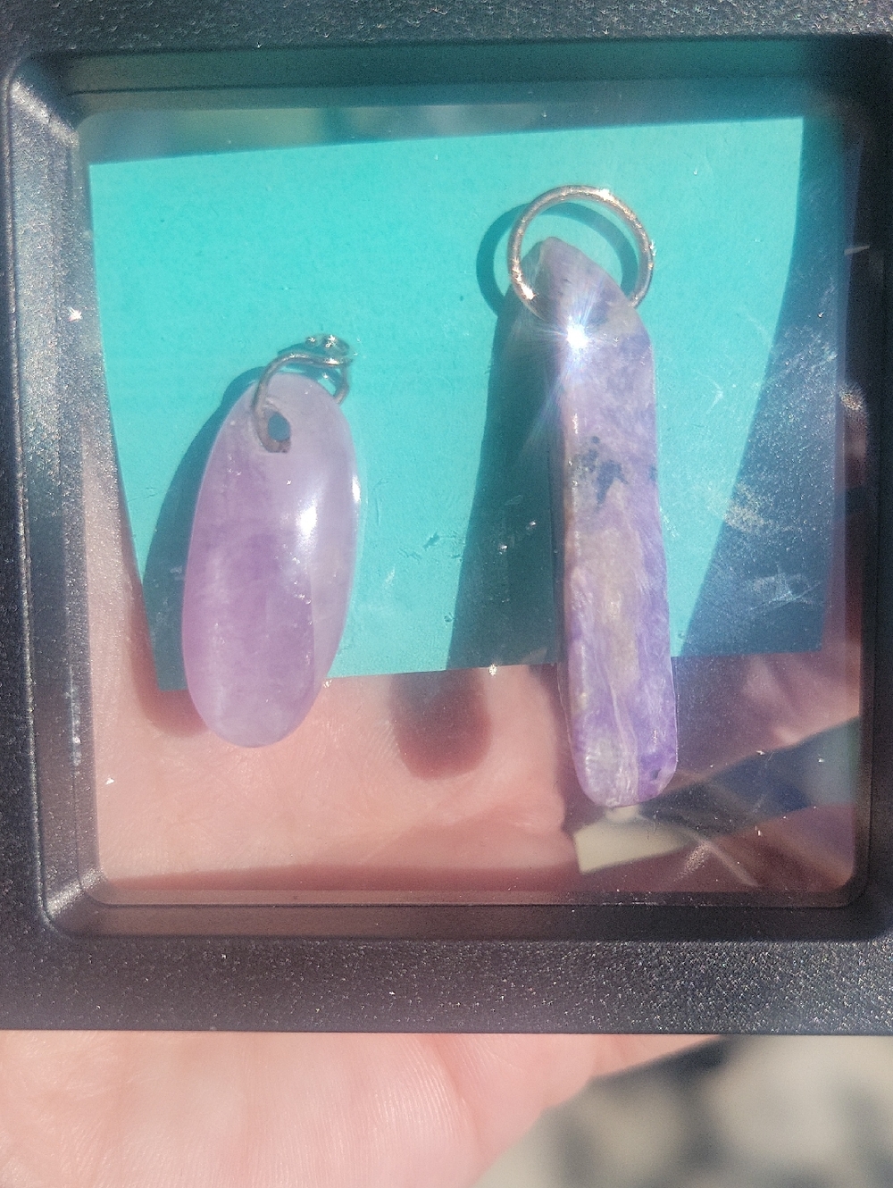 Wow, beautiful Lilac kunzite and chaorite pendants Only.